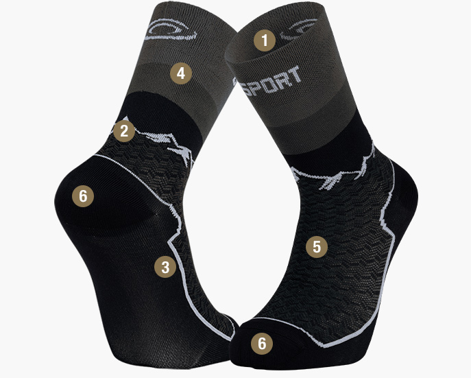 TREK DOUBLE GR Black High Sock